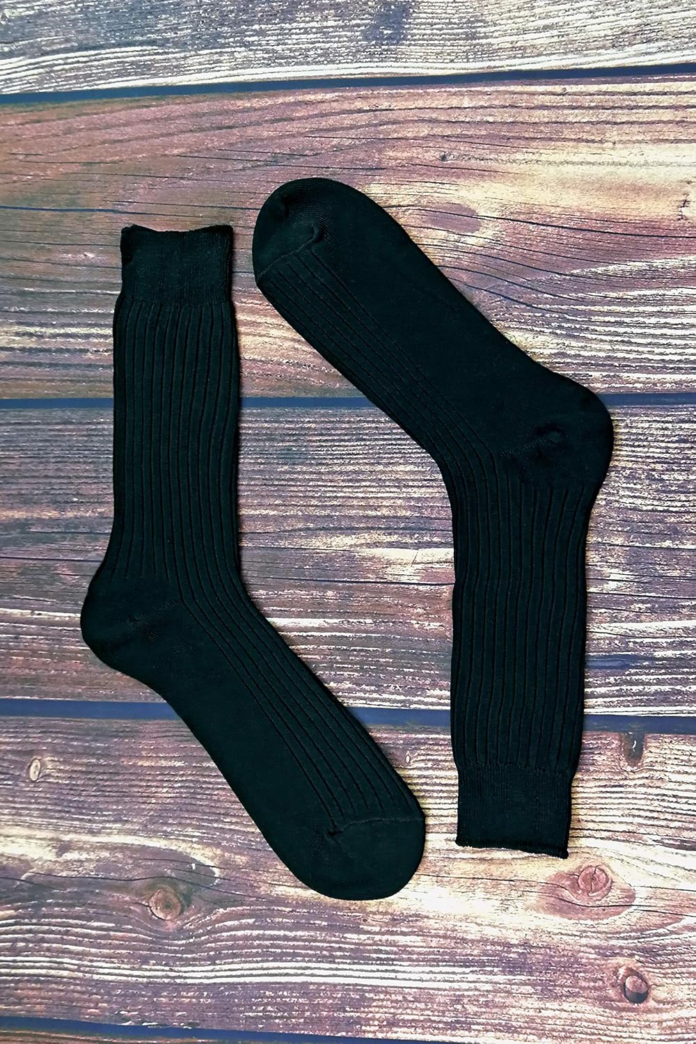 Mens 6 Pack Thin 100% Cotton Lightweight Black or Brown Ribbed Crew Dress Socks (SE002 Black 12-15 US)