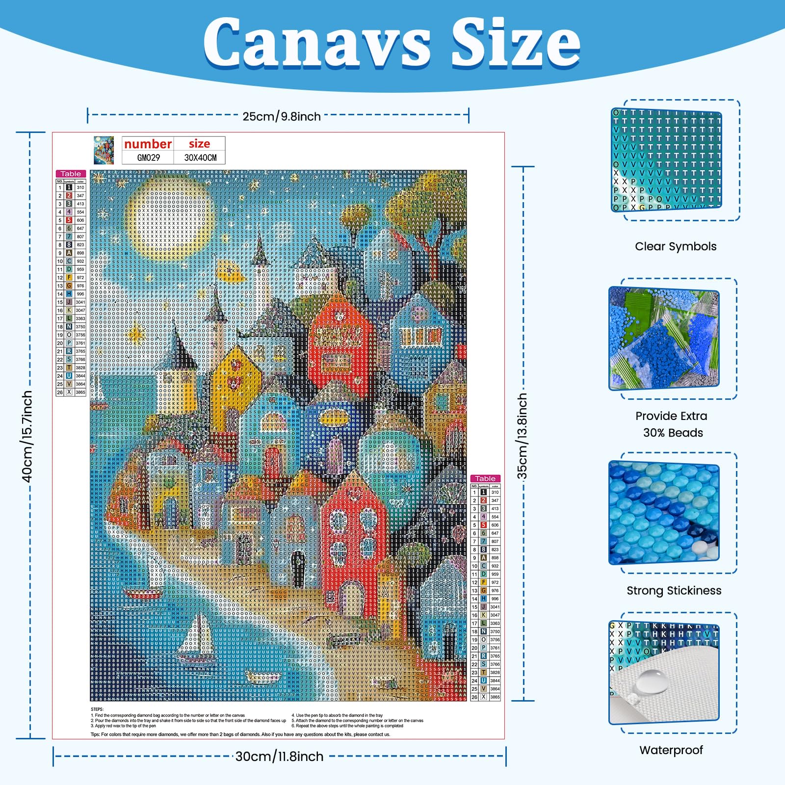 CEOVR Colorful House Diamond Painting Kits Adults,DIY Diamond Art Kits Adults,30x40cm,5D Gem Art Craft Set,Abstract Landscape - Image 3