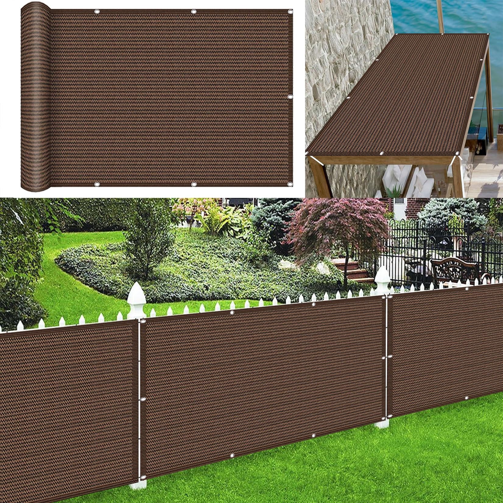 Voile d'ombrage de camping et terrasse marron 400x450 cm avec cordons de fixation