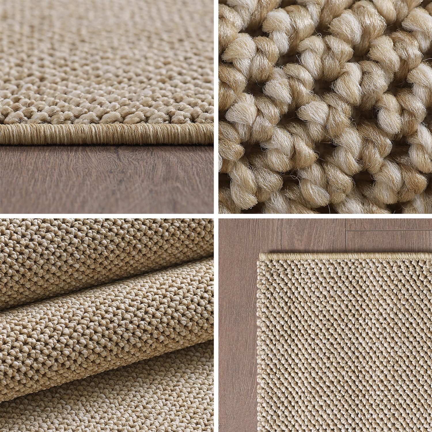 HomebyHome Alfombra 140x200 cm Beige, Bouclé Suave Lisa, Fácil de Cuidar y Moderna, para Salón Dormitorio o Habitación de Invitados