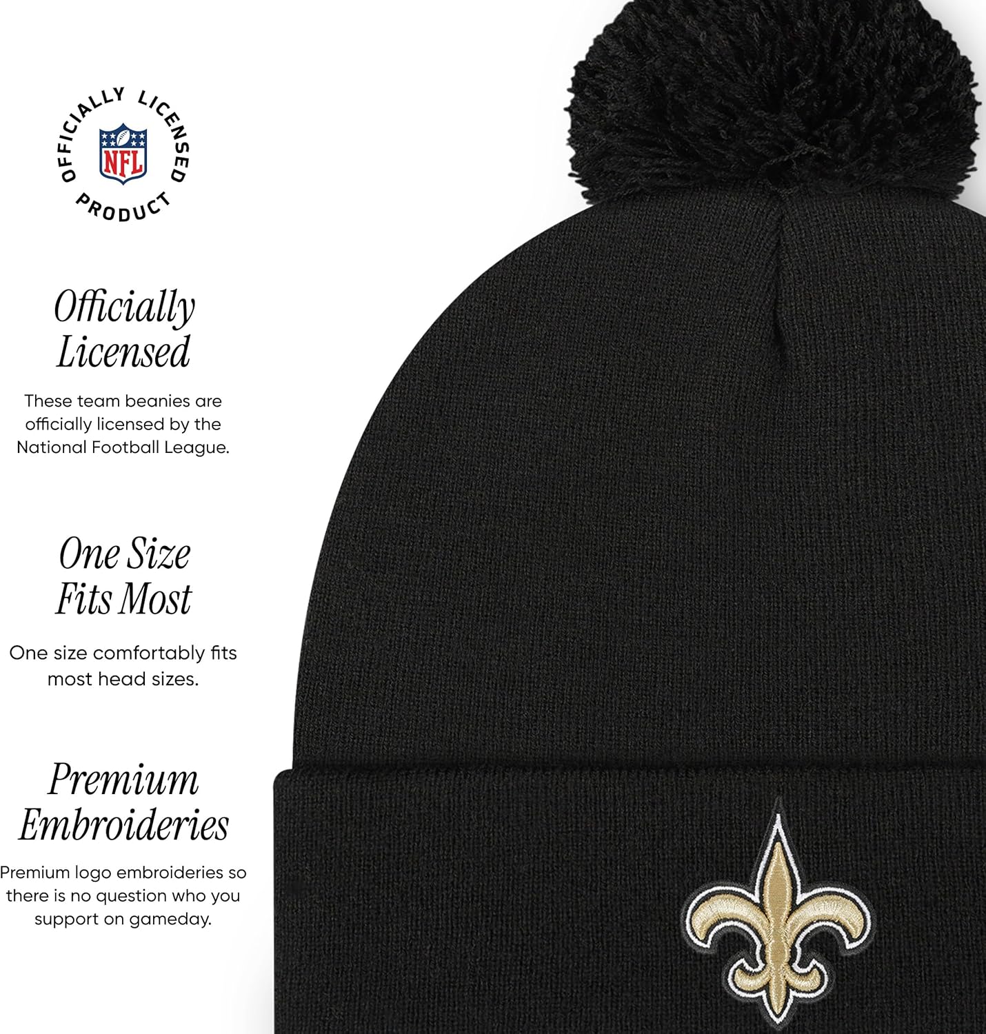 FOCO NFL Unisex-Adult NFL Team Logo Basic Pom Beanie Hat - Image 4