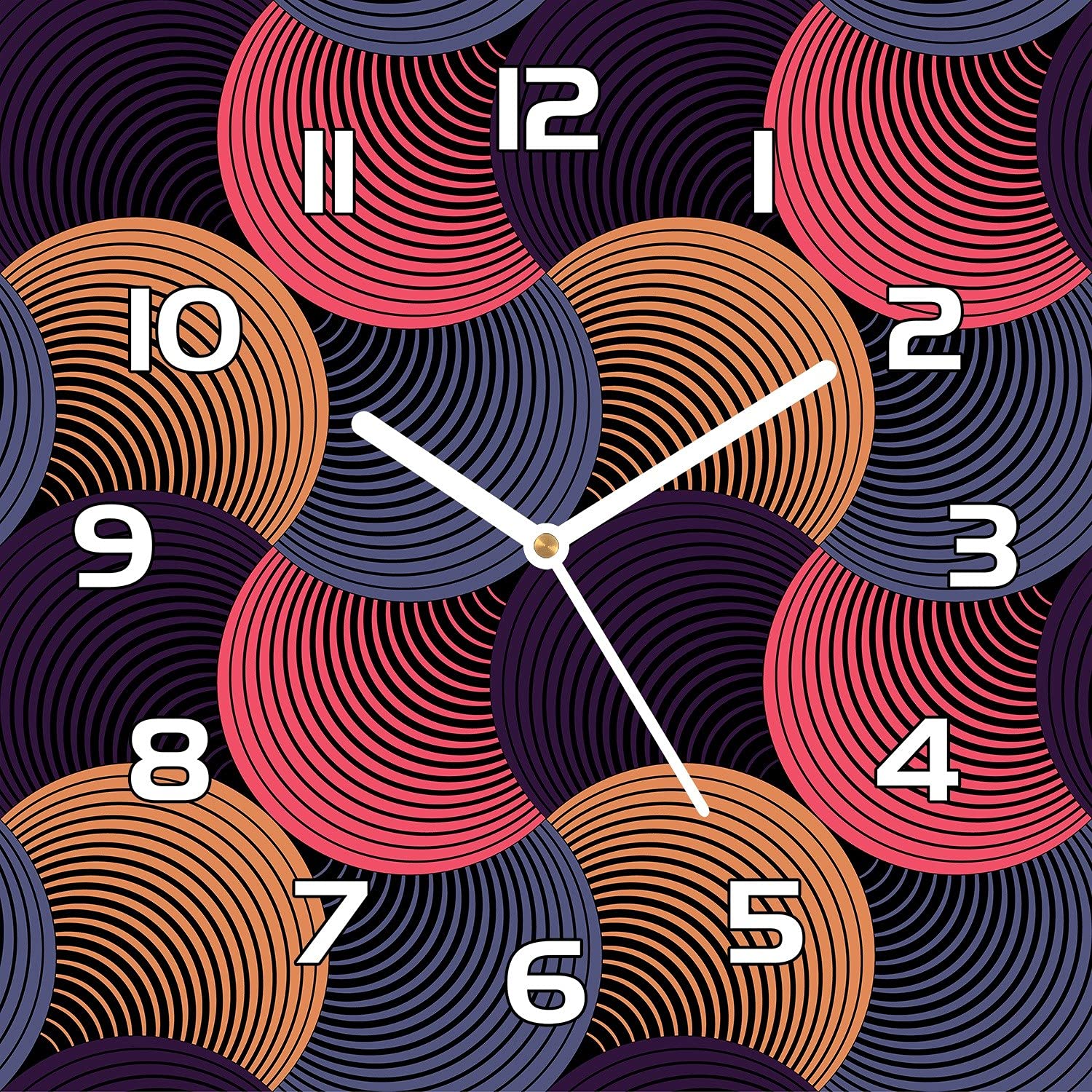 Horloge en verre 30x30 cm orange avec aiguilles blanches Coloray