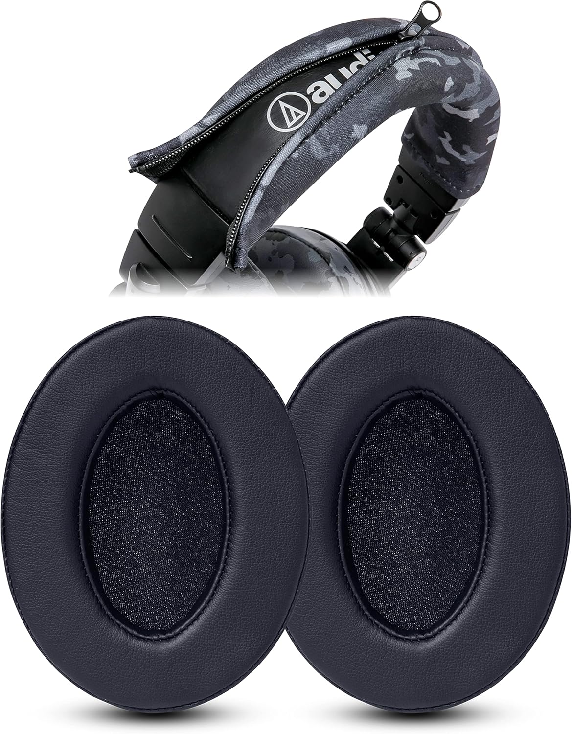 WC PadZ & BandZ Bundle - Replacement Earpads and Headband Cover for ATH M50X and M Series Headphones | Black & Black Camo