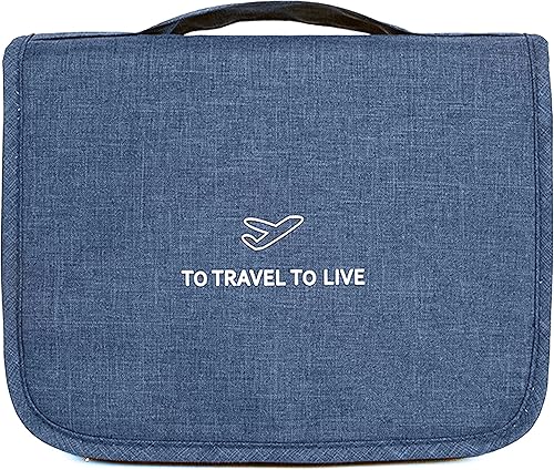 Miniatura 1 de L&FY Neceser de viaje portátil multifunción, bolsa de maquillaje cosmético, estuche de aseo organizador de lavado, Azul marino, 9.44" x8.26" x 3.5",