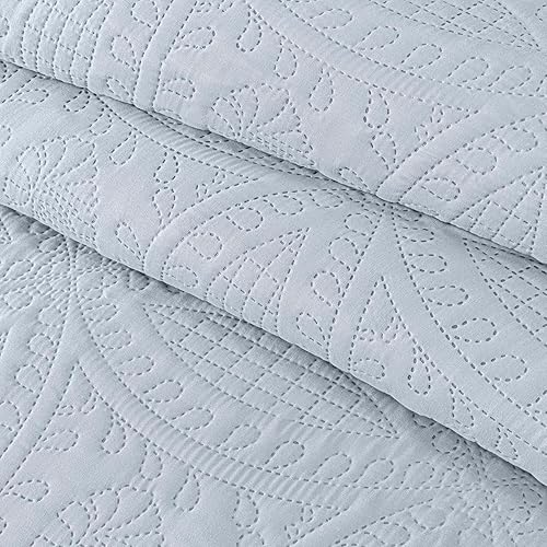 Miniatura 8 de Chezmoi Collection Austin - Juego de colcha tamaño Queen de 3 piezas, acolchado Pinsonic, tamaño Queen, color plateado