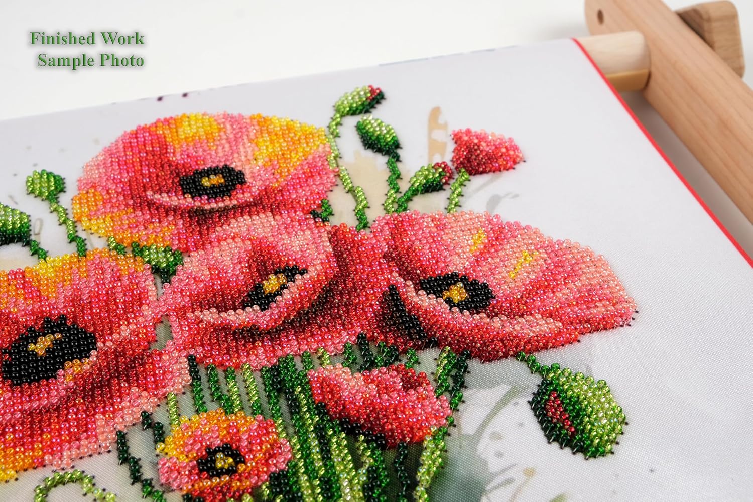 AllAboutEmbroideryUA Bead Embroidery kit Poppies DA-2118 Beaded Cross Stitch Floral Needlework kit
