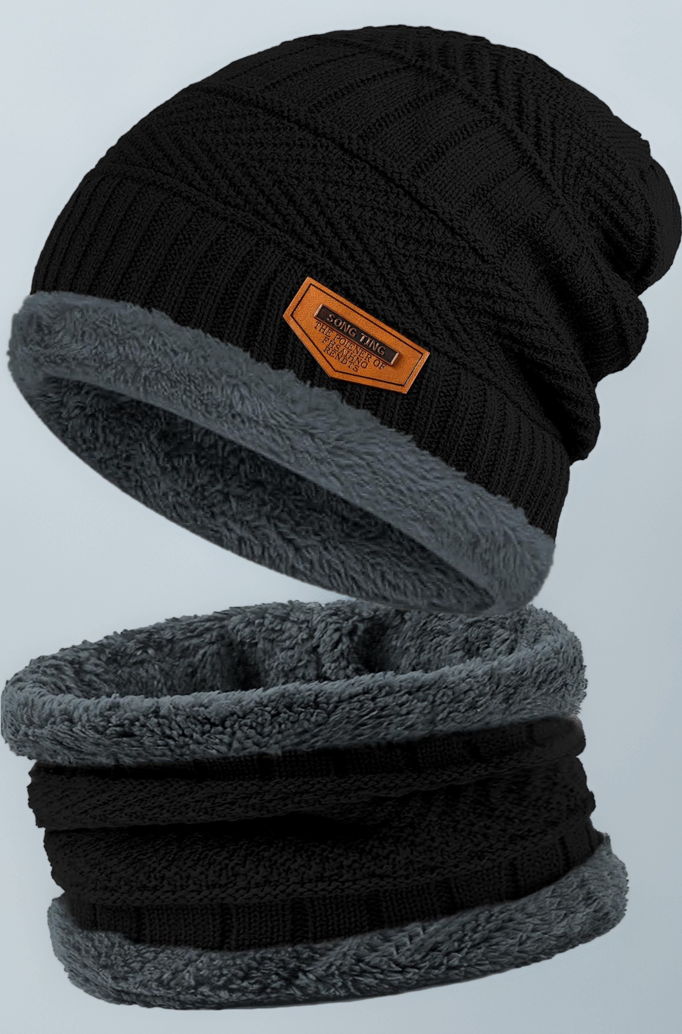 Beanie Hats for Men Women Neck Warmer Cold Weather Gear Men Gift Set for Winter Hat Neck Scarf Guys Face Mask Snow Suits