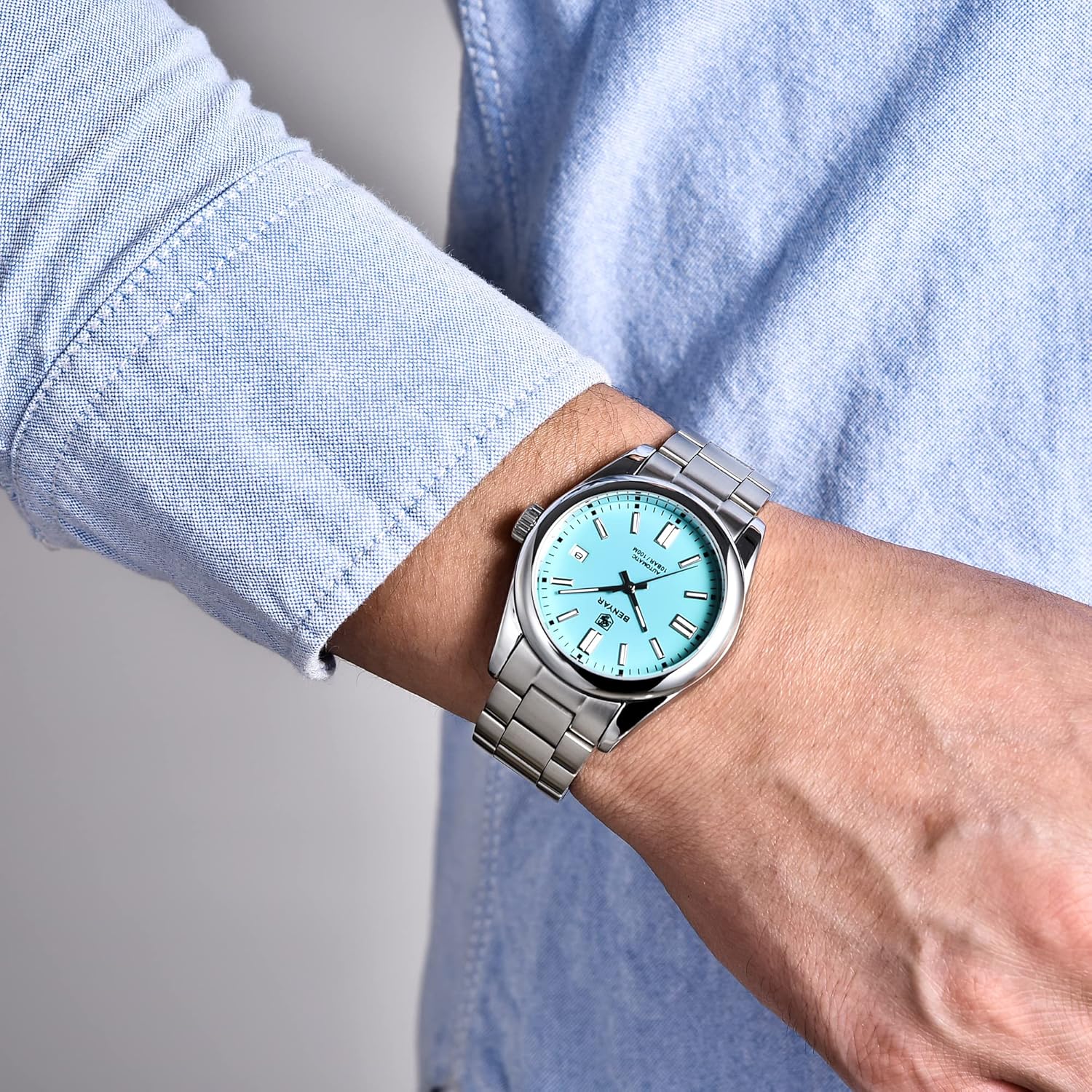 BENYAR Classic Men's Automatic Mechanical Watch Stainless Steel Strap Waterproof Luminous Simple Business Sports Wristwatch… - Image 5