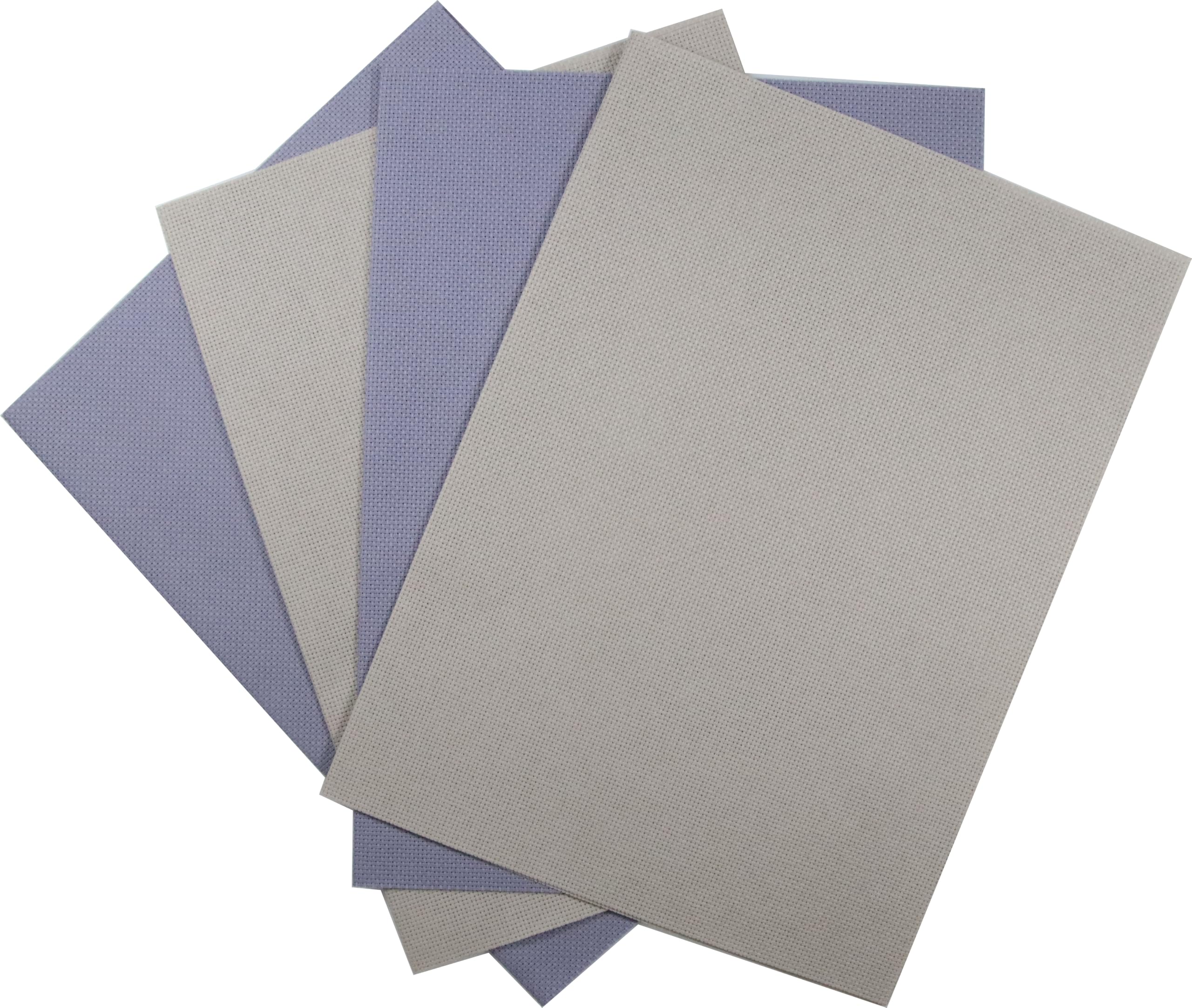 KCS 4/6 pc of 12" x 18"(30cmx45cm) 16 Count Cotton Aida Cloth Cross Stitch Fabric (4 pc,Pearl Grey+Light Steel Grey)