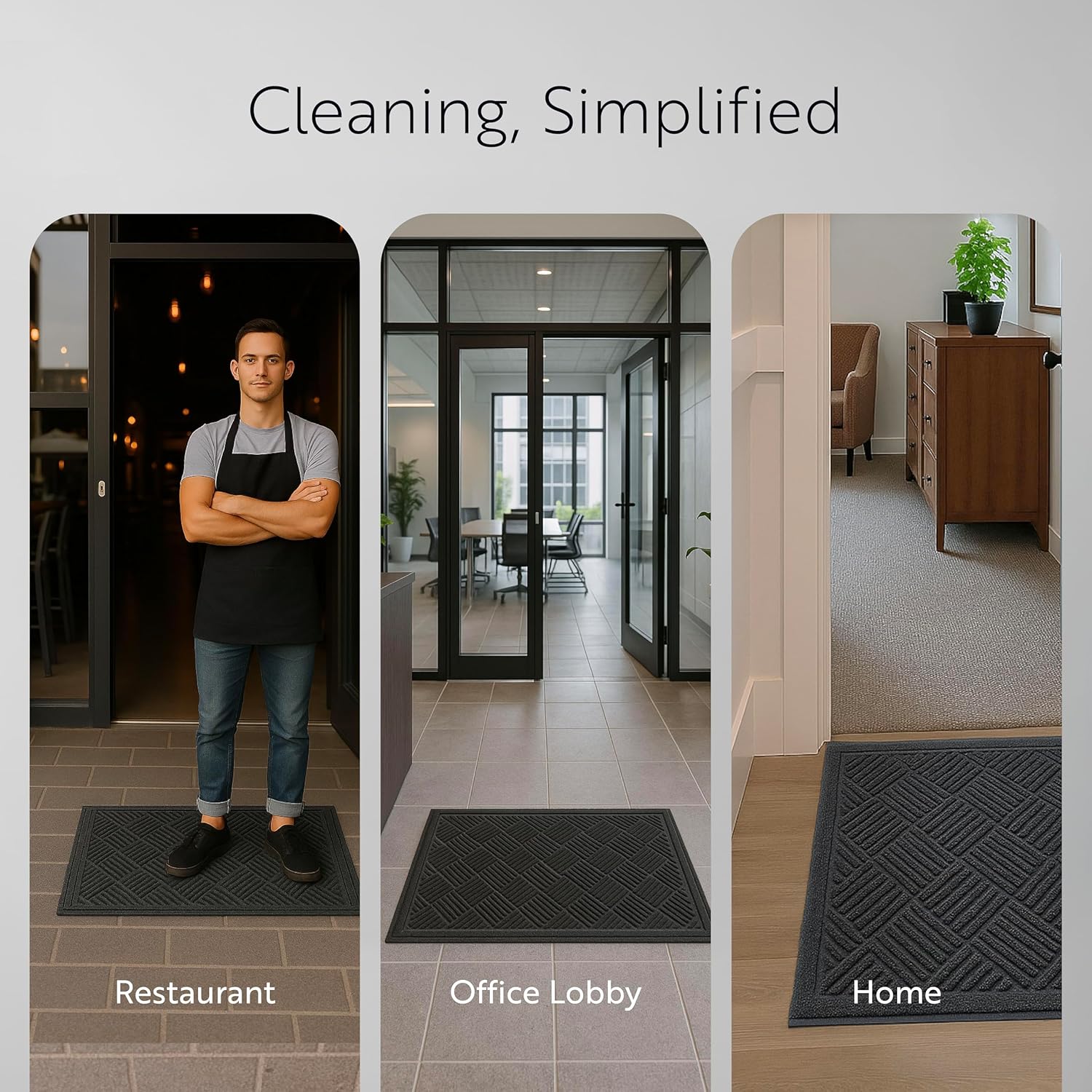 Restaurantware-Comfy Feet 60 x 36 Inch Floor Mat, 1 Diamond Outdoor Floor Mat - No Slipping, No Skid Backing, Black Polypropylene Utility Mat, Does Not Get Stained, heavy-duty