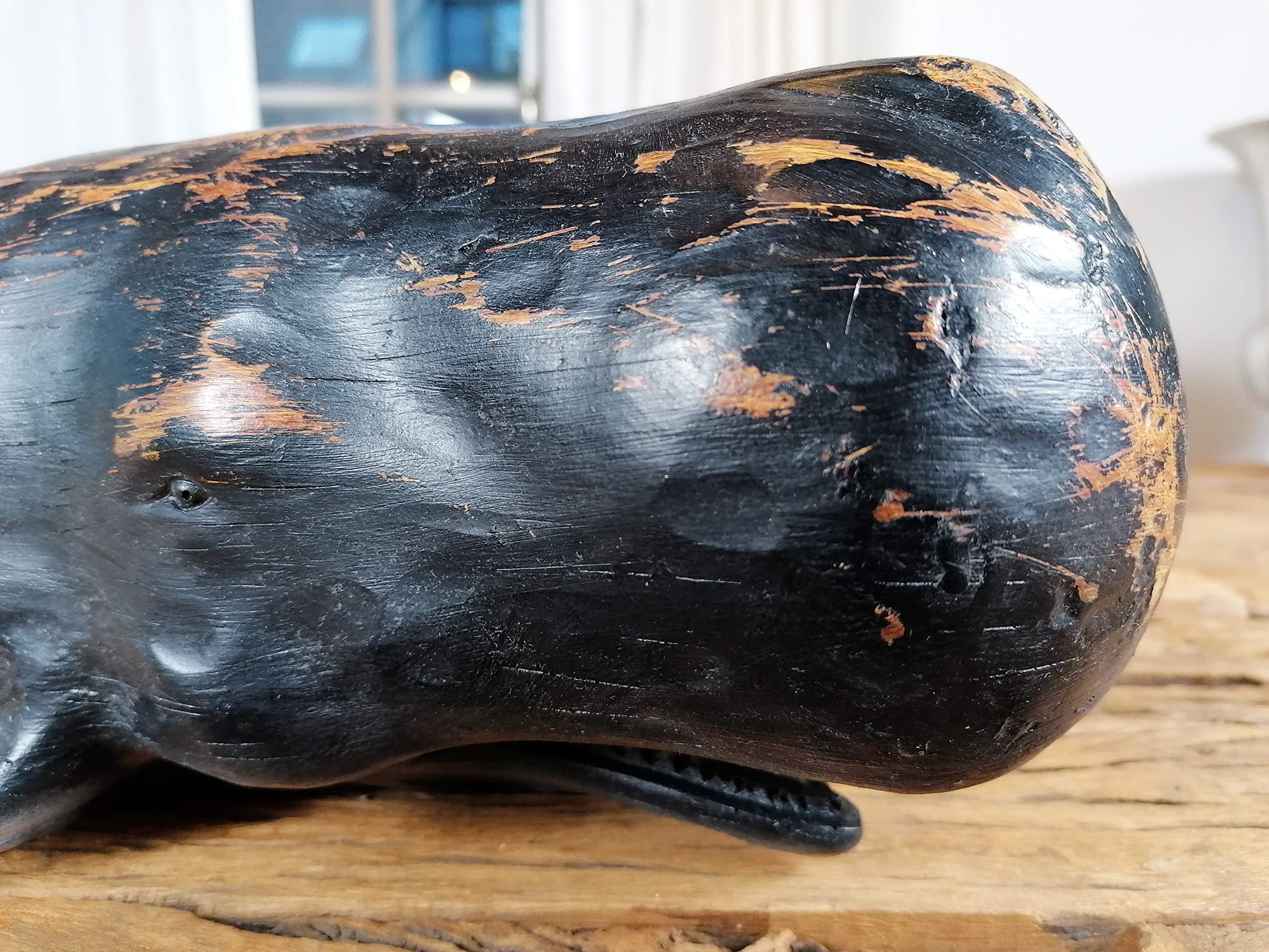 MichaelNoll Wal Walfisch Fisch Dekofigur Statue Skulptur Polyresin Modern - Maritime Deko für Wohnung in Holz-Optik - Dekoration für Wohnzimmer, Schlafzimmer oder Badezimmer - 47x16x15,5 cm