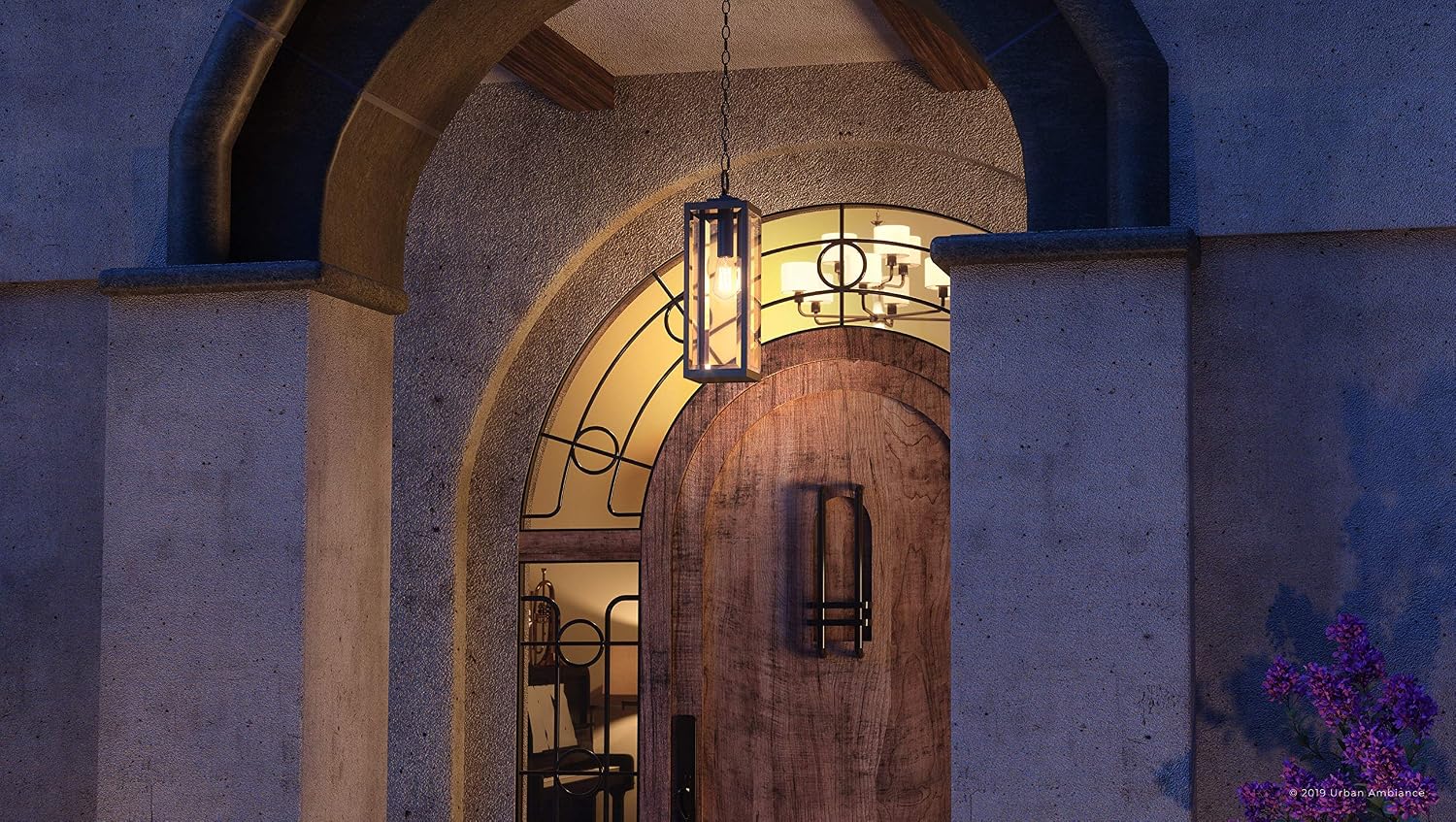Urban Ambiance Luxury Modern Farmhouse Pendant, Large Size: 20.75" H x 7.00" W, with Industrial Style Elements, Natural Black Finish, UQL1334, Quincy Collection