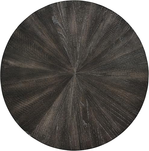 Miniatura 7 de LEEMTORIG CJZ-1338-BK - Mesa auxiliar redonda con almacenamiento, mesa auxiliar de madera maciza de 2 niveles, mesa auxiliar rústica de madera negra