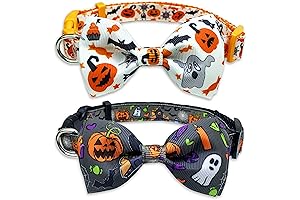 2 Pack Halloween Dog Collar Adorned with Bowtie