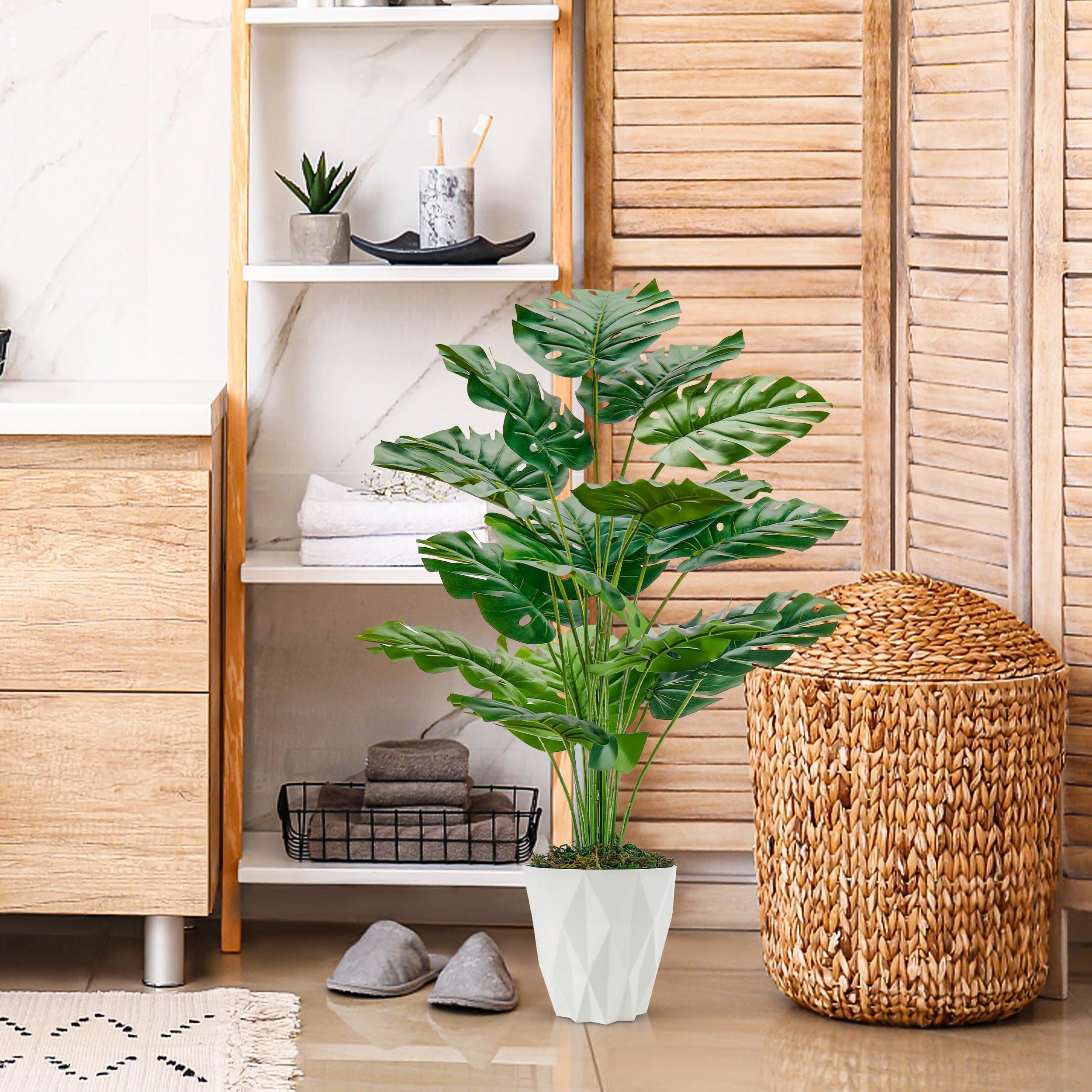 Der Rose Piante finte di Monstera, alte 71 cm, in vaso bianco, per interni, decorazione per casa, ufficio, soggiorno
