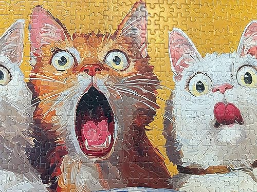 Miniatura 8 de Rompecabezas de 1000 piezas para adultos, divertido rompecabezas para adultos con gatos sorprendidos, pintura al óleo, rompecabezas divertido