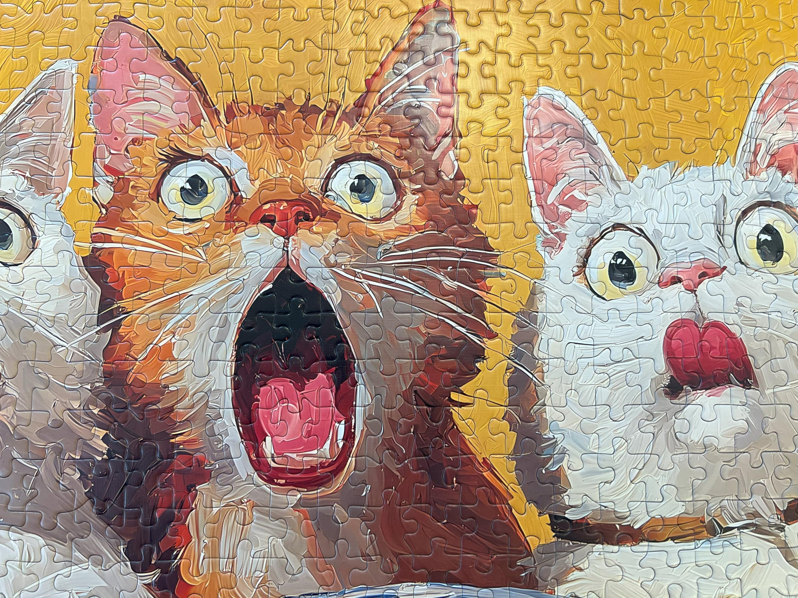 1000-Piece Adult Puzzle - Fun Jigsaw Puzzle for Adults Surprised Cats Oil Painting, Challenging Fun Puzzle for Adults, Colorful Cat Art Puzzle, Great Gift Idea, 26.65 x 19.25 in