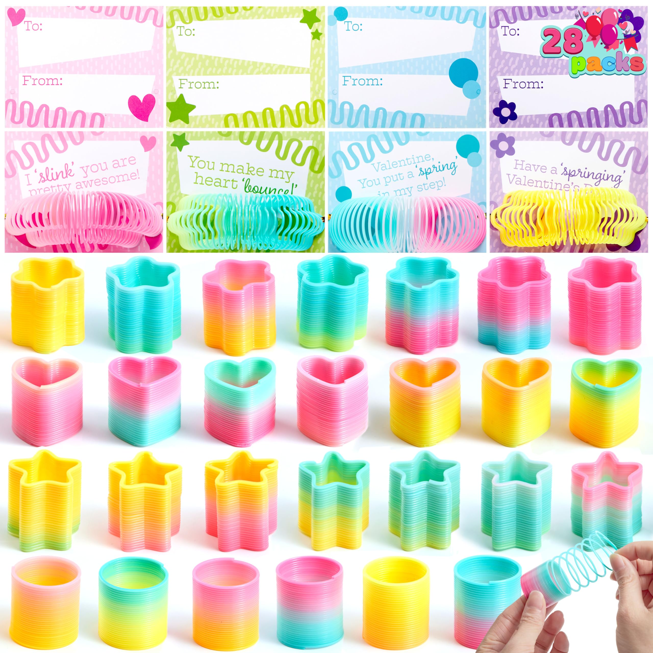 Amazon.com: JOYIN 28 Packs Rainbow Springs with Valentine's Day