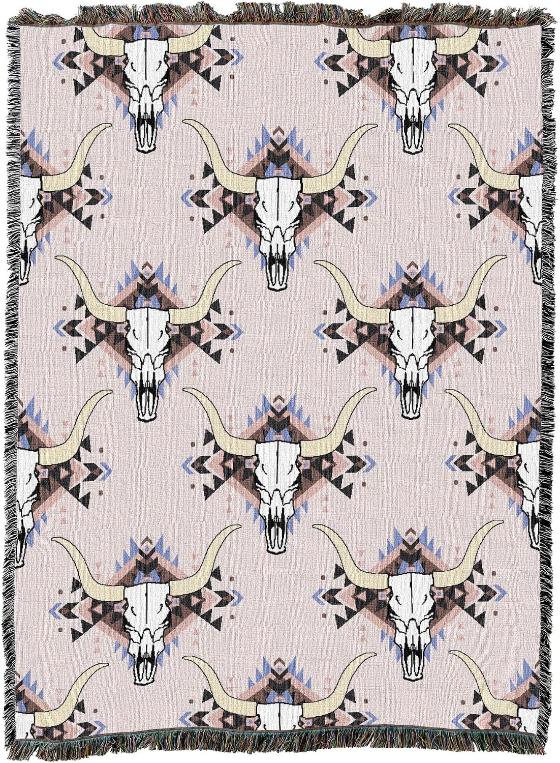 Pure Country Weavers Western Skulls Wild Horses - Tapestry Throw Blanket Woven from Cotton - Made in The USA (72x54)