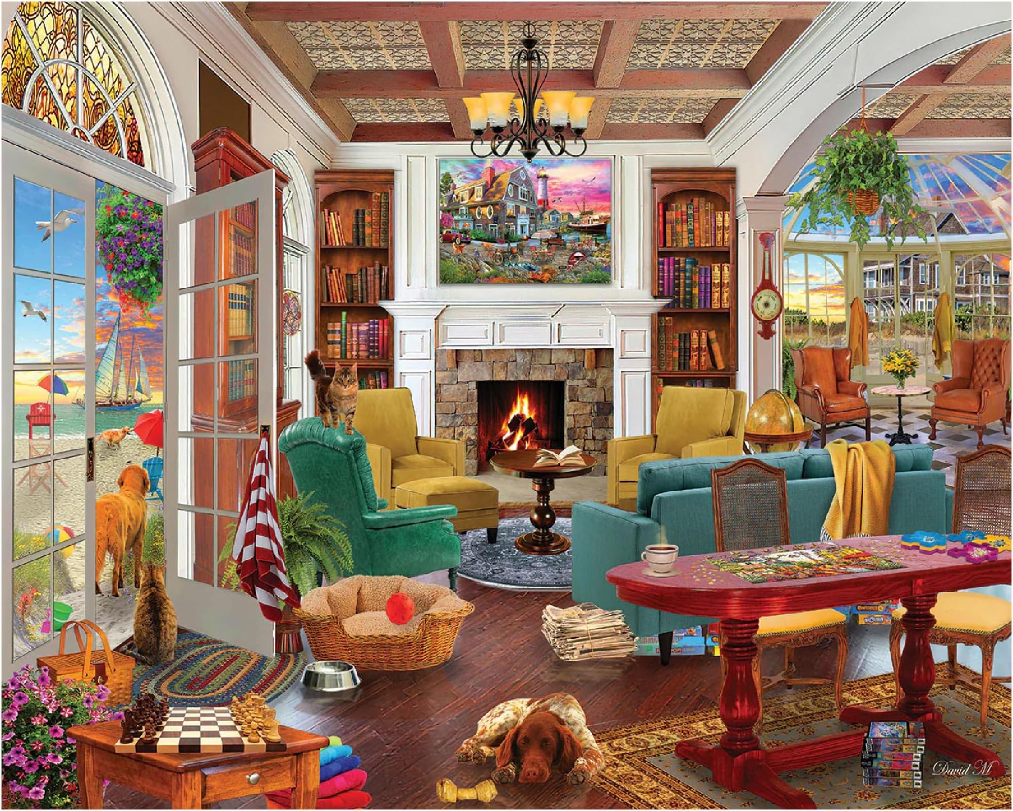 White Mountain 1000 Piece Jigsaw Puzzle Cozy Beach House Puzzles with Large Pieces for Adults and Family 24"x30" - Seaside Dreams
