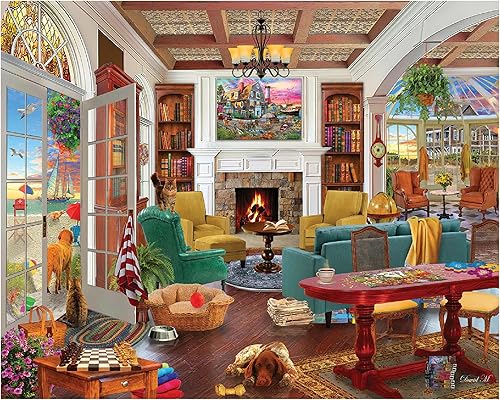 White Mountain - Sueños junto al mar, rompecabezas de 1000 piezas, rompecabezas de casa de playa