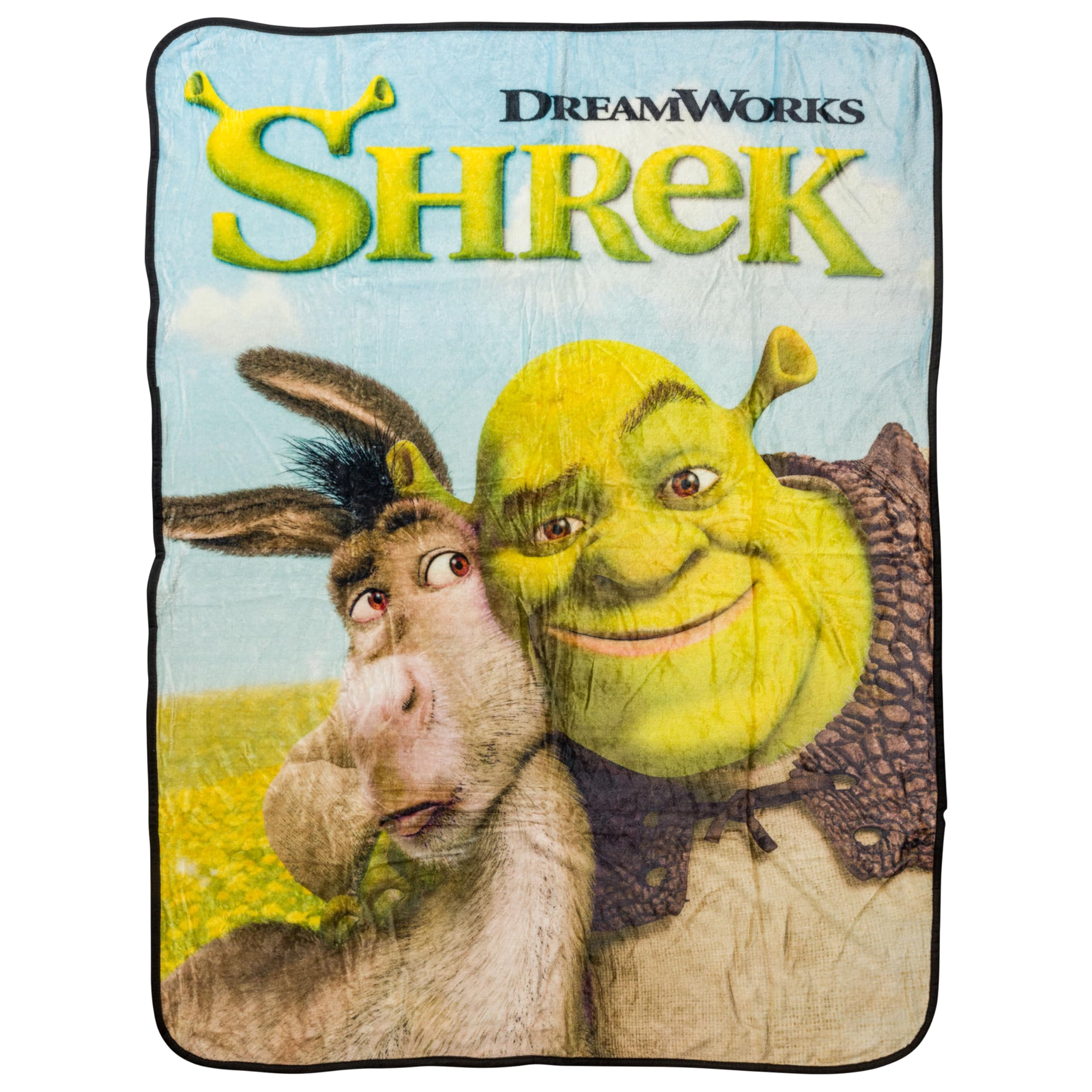 Silver Buffalo Shrek Donkey and Shrek Hugging 45" x 60" Fleece Throw, Soft and Cozy Blanket, 250 GSM