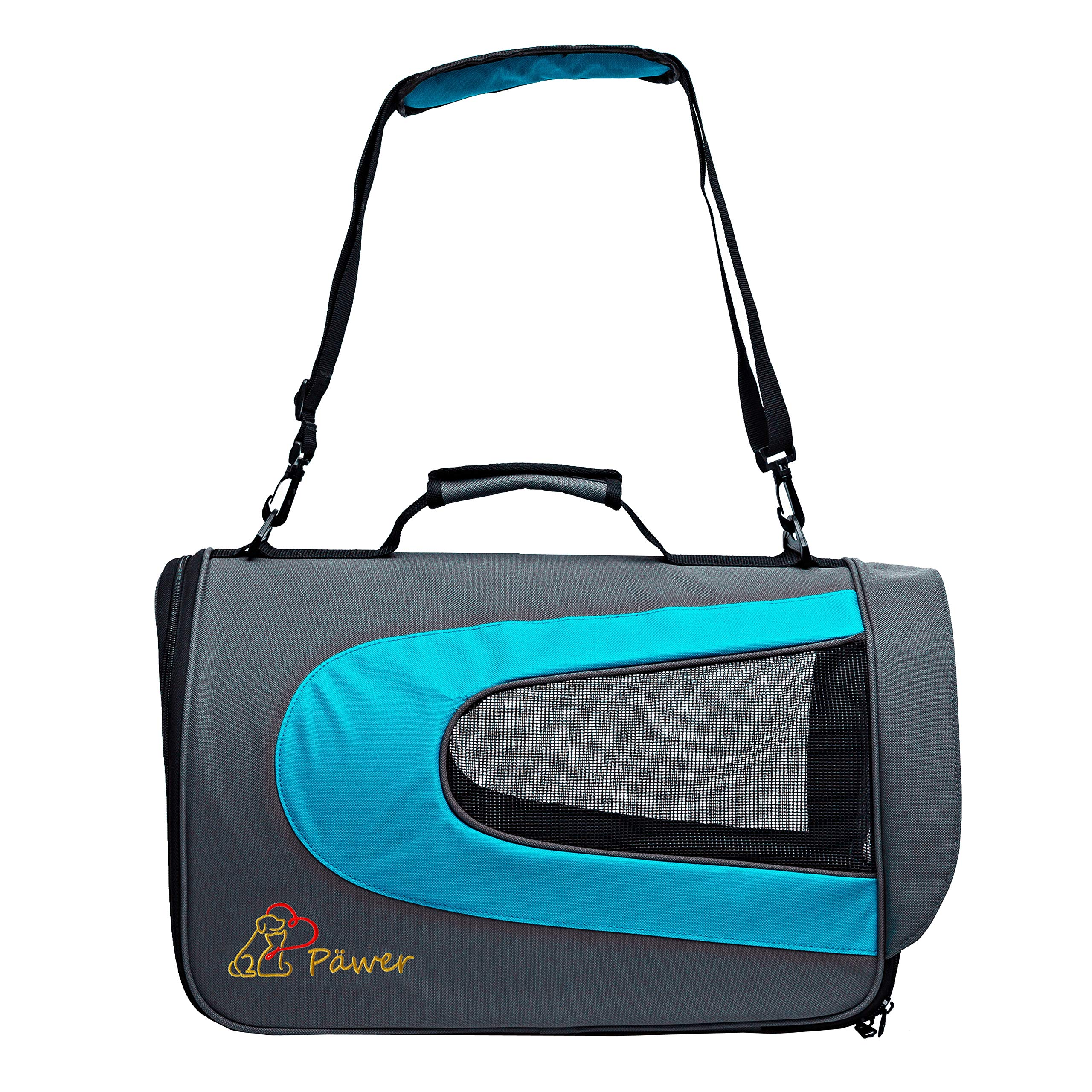 Pawer 18” x 11”x 11” Soft-Sided Foldable Airline Approved Pet Carrier for Cat, Puppy and Small Dog, Washable 600D Oxford Fabric, with Handle and Strap