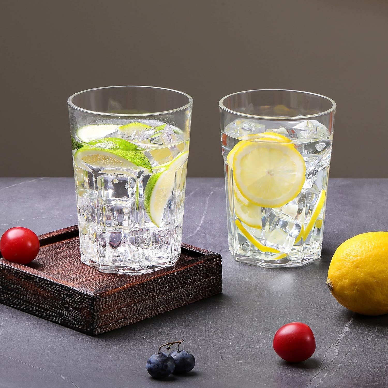 Classic 15-Ounce and 22-Ounce Plastic Tumblers, Acrylic Drinking Glasses, Reusable Plastic Cups, set of 8 Clear, Stackable, BPA-Free, Shatter-Proof, Dishwasher-Safe - Image 4