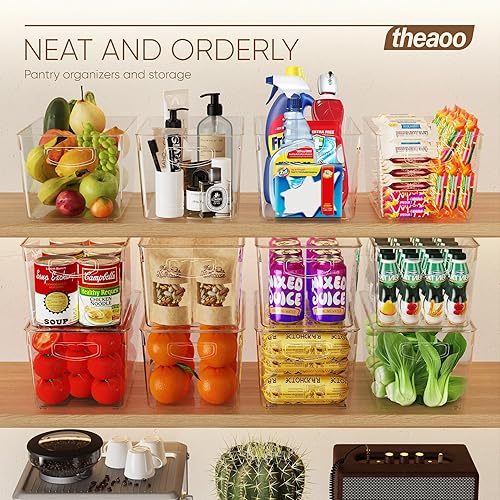 Miniatura 6 de theaoo Contenedores organizadores de refrigerador apilables grandes y dispensador de latas de soda para refrigerador con tapas