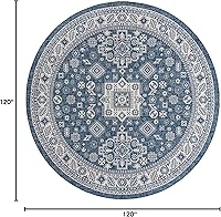 Vista 2 de Unique Loom Outdoor Aztec Collection Alfombra de área - Chalca (10 pies, redonda, azul/marfil)