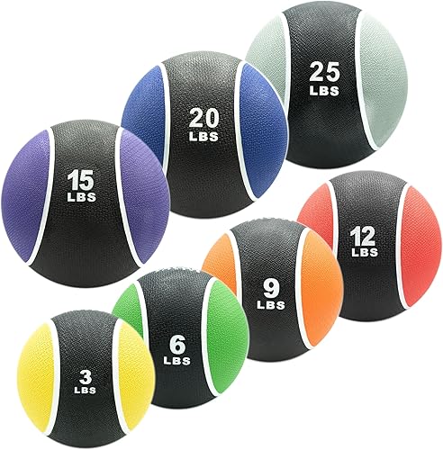 Miniatura 5 de Valor Fitness Pelotas medicinales con peso de goma de mano, pesas para equilibrio de núcleo, equipo de entrenamiento abdominal, ejercicio de
