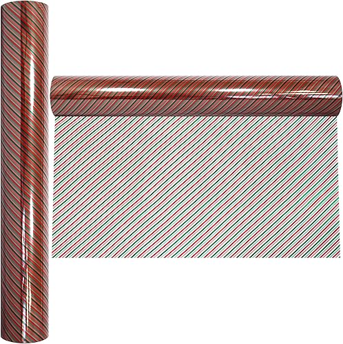 Miniatura 4 de AnapoliZ Rollo de celofán navideño  100 pies de largo x 16 pulgadas de ancho  Celofán de rayas navideñas transparentes de 2.3 mil  Regalos, cestas,