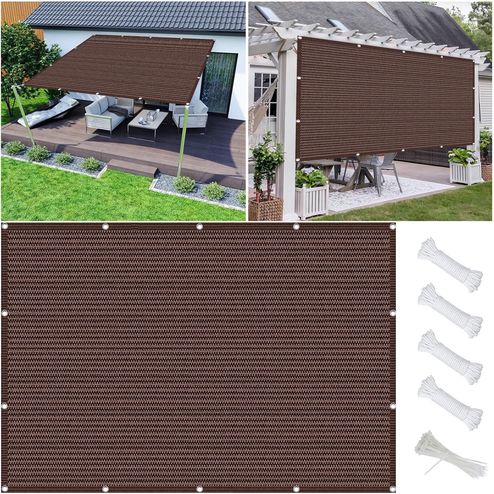 Voile d'ombrage de qualité supérieure marron 1.6 x 1.8 m haute densité