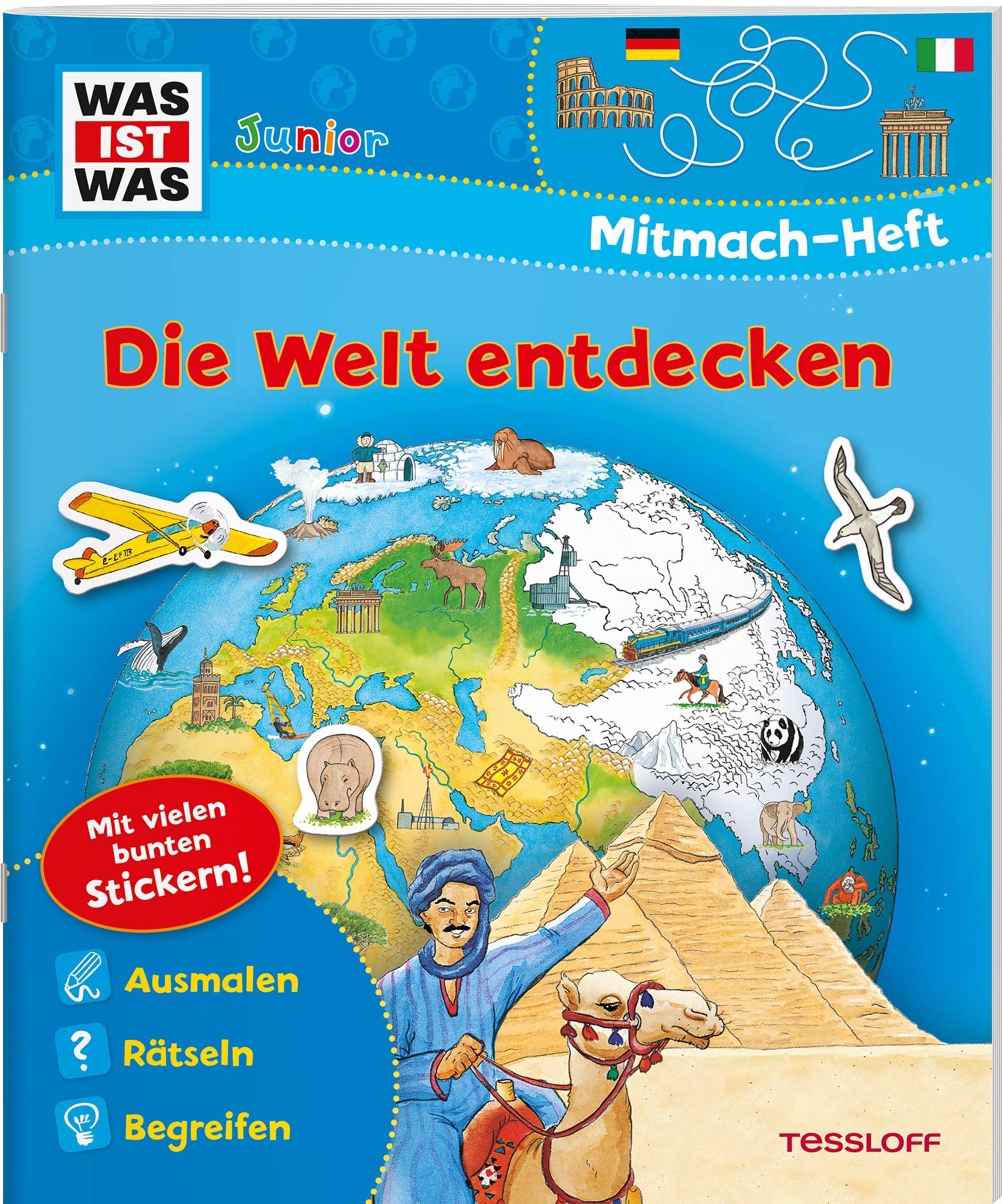 WAS IST WAS Junior Mitmach-Heft Die Welt entdecken: Spiele, Rätsel, Sticker