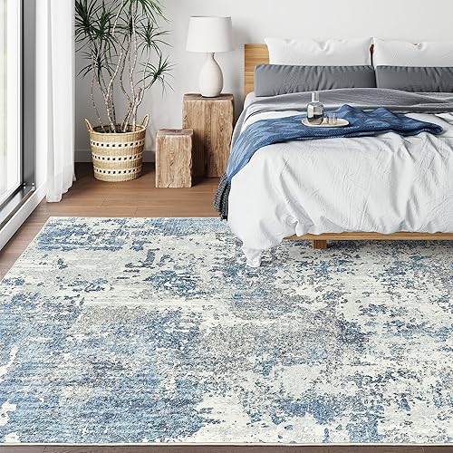 Miniatura 4 de Art&Tuft Alfombra lavable con parte trasera antideslizante abstracta de 6 x 9 pies, alfombras resistentes a las manchas para sala de estar, alfombra