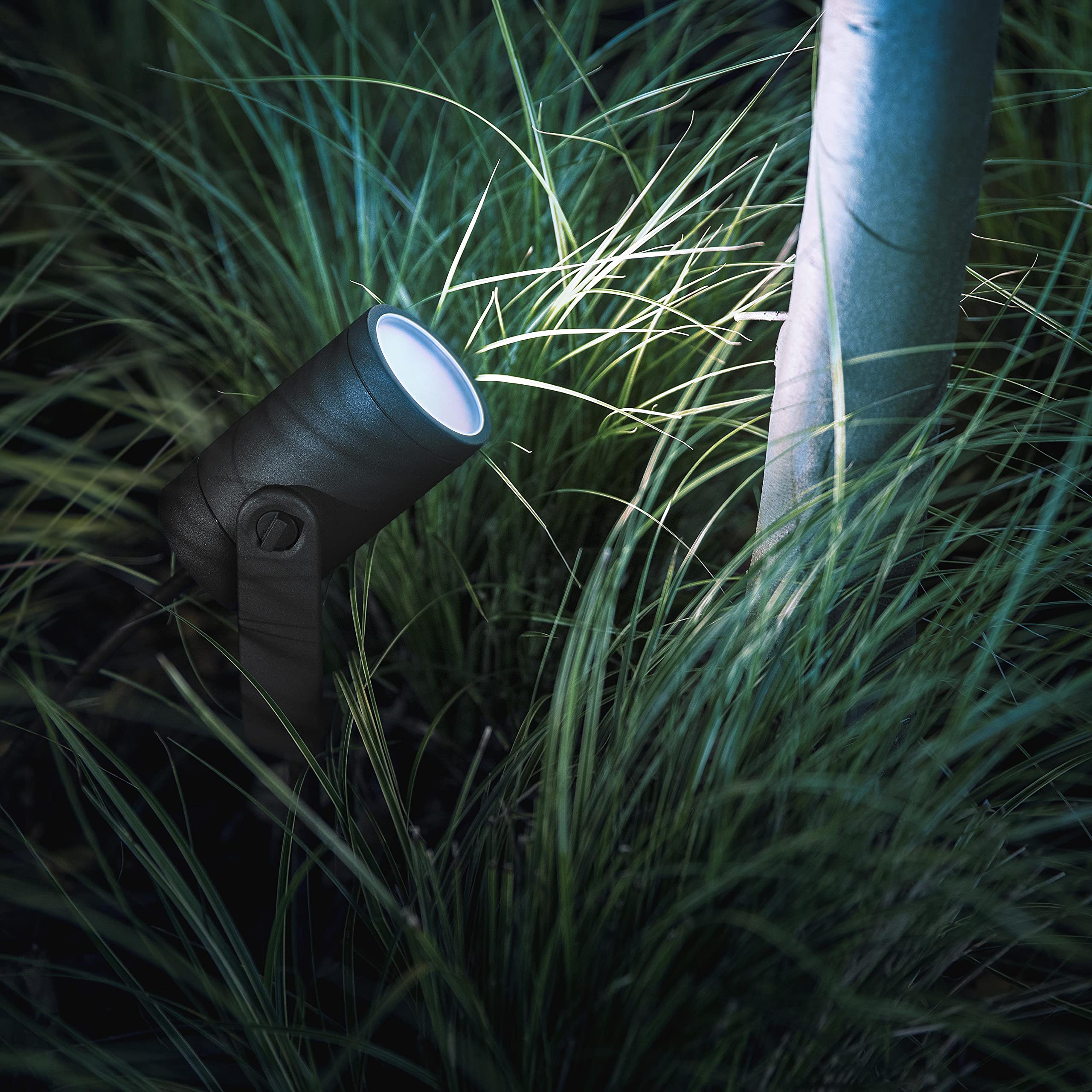 Philips Hue Lily Starter Pack de 3 Focos exterior (Antracita) - Luz blanca y de color - incl. Cable de alimentación, Hue Bridge - Iluminación de Jardín - Hue White and Color Ambiance