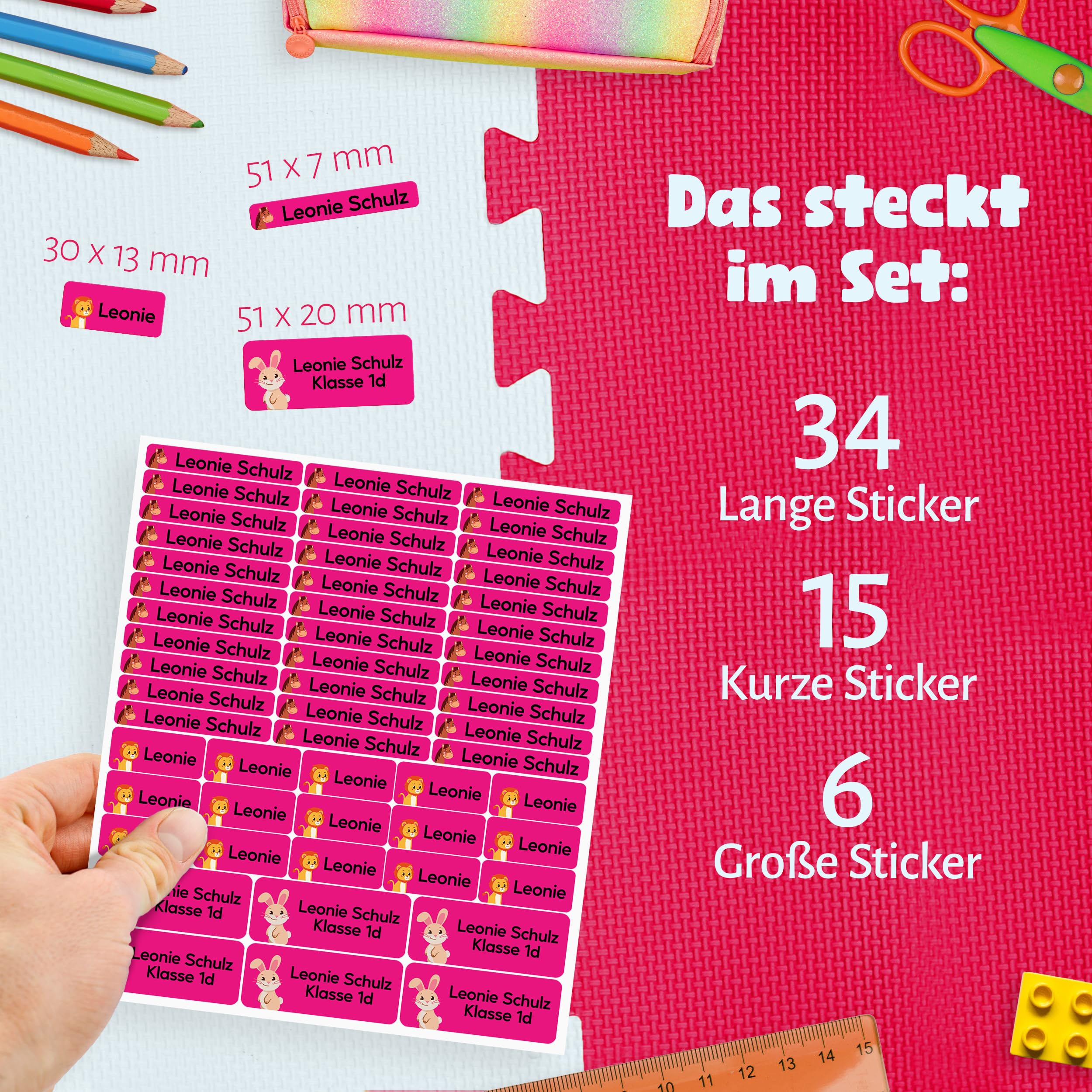 100 Stück Namensetiketten Selbstklebend - 6 Farben Für Schulmaterial & Kinder Sachen