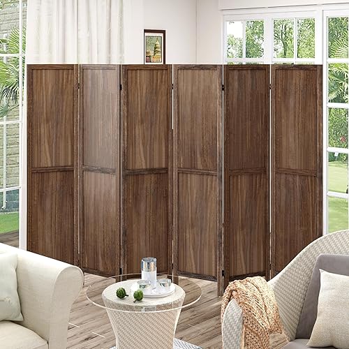 Miniatura 10 de Salfanre Divisor de habitación de 6 paneles, pantalla de privacidad independiente, divisor de habitación plegable, divisor de habitación de madera,