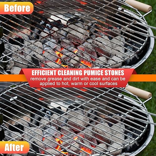 Miniatura 6 de Dunzy Paquete de 26 parrillas de limpieza de ladrillos con bloques de piedra pómez, limpiador de parrilla de limpieza de parrilla con mango para