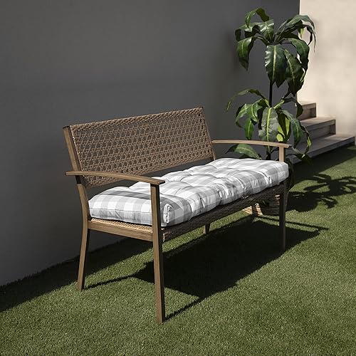 Miniatura 2 de Sorra Home Cojín de banco a cuadros, 37 in x 17 in x 2 in, Anderson Sea Salt