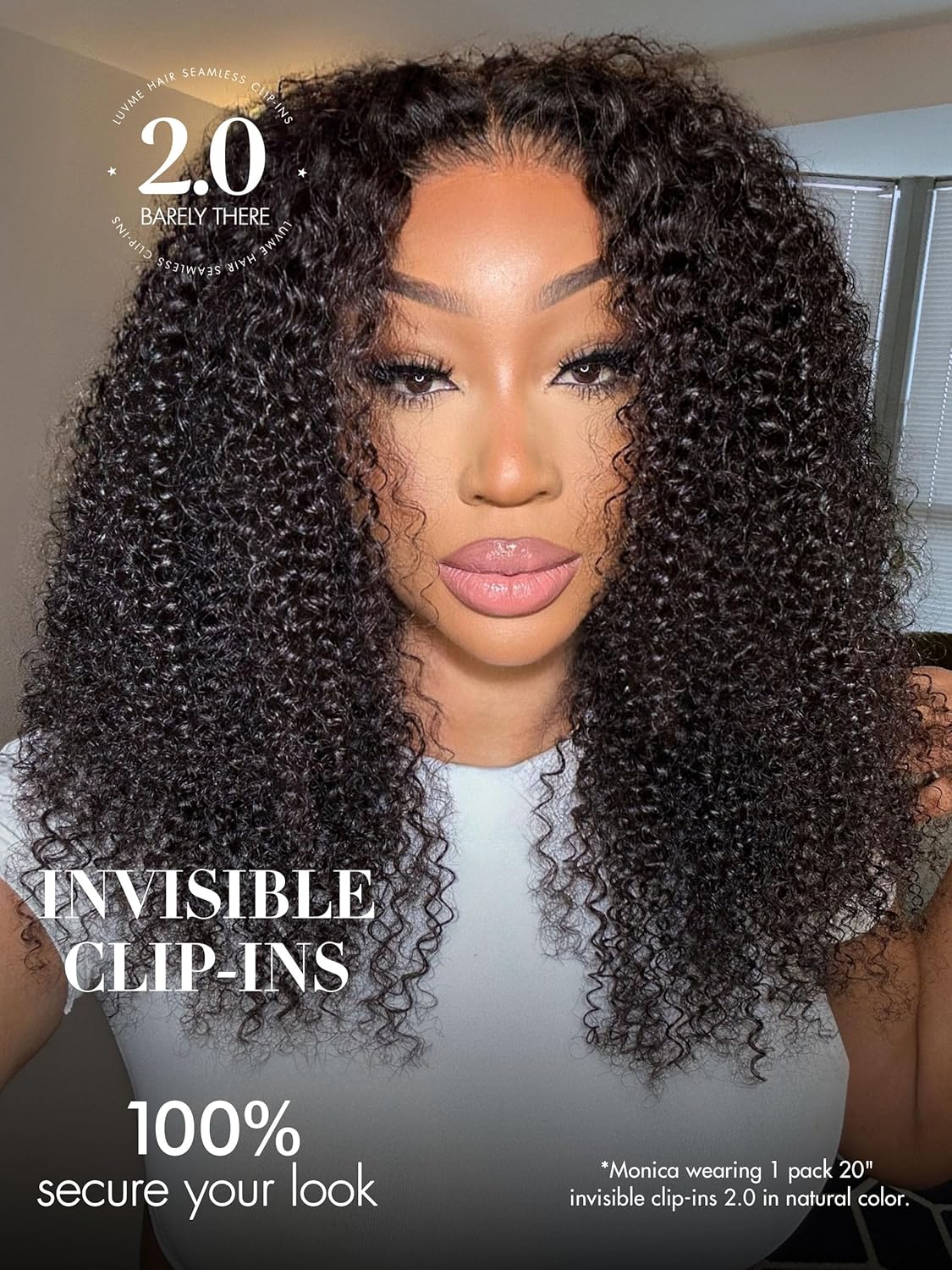 LUVME Invisible Kinky Curly Clip in Hair Extensions Real Human Hair for Women, 2 Pack 16 Inch 220g 12Pcs, Remy Hair Clip Ins, Invisible Clip Ins for Daily Wear & Special Occasions - Image 2