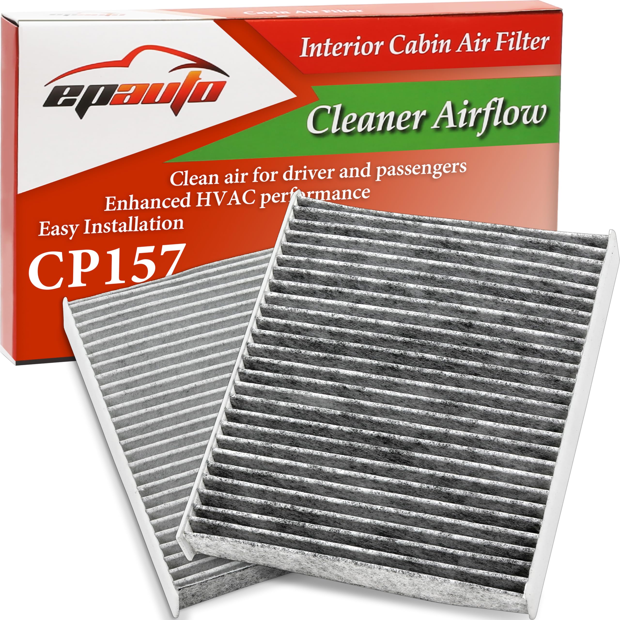 EPAuto CP157 (CF12157) Replacement made for Toyota/Mazda/Subaru Cabin Air Filter includes Activated Carbon - 2 Packs 2-Pack