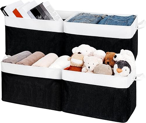 GRANNY SAYS Contenedores de almacenamiento para armario, organizador de ropa de tela, cesta plegable con marco de metal, cestas para organizar