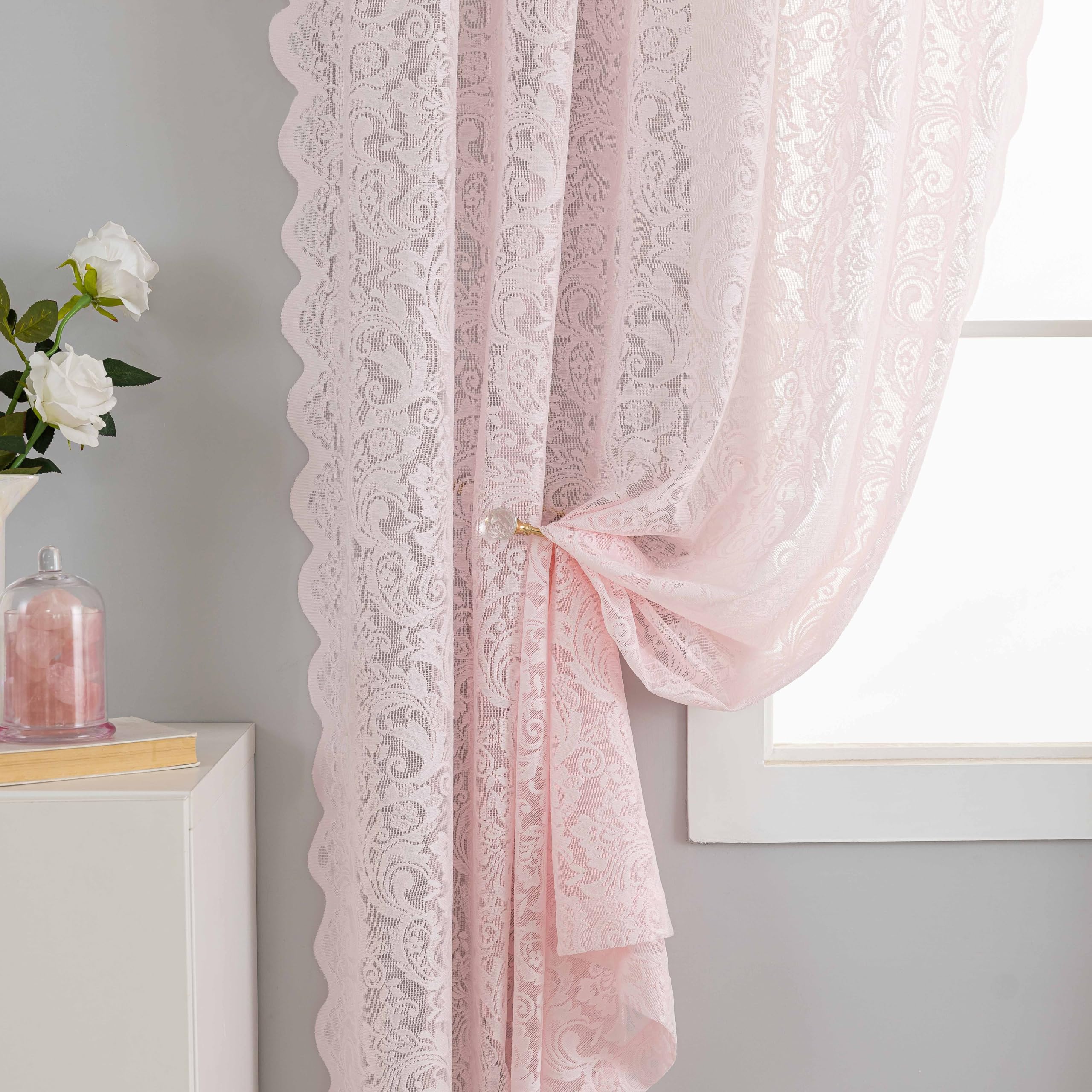 Amazon.com: ALIGOGO Pink Sheer Curtains 63 Inch Length for Girls