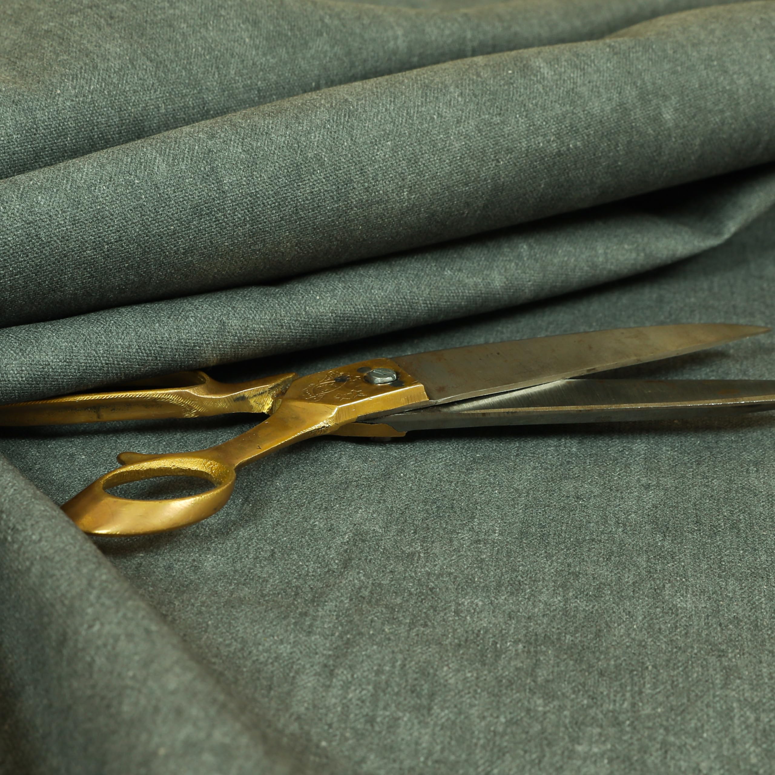 Redbrick Mill Fabrics Flame Retardant Quality Pastel Effect Cotton Chenille Plain Curtain Furnishing Upholstery Fabric (Grey, Per Metre) โ image 1