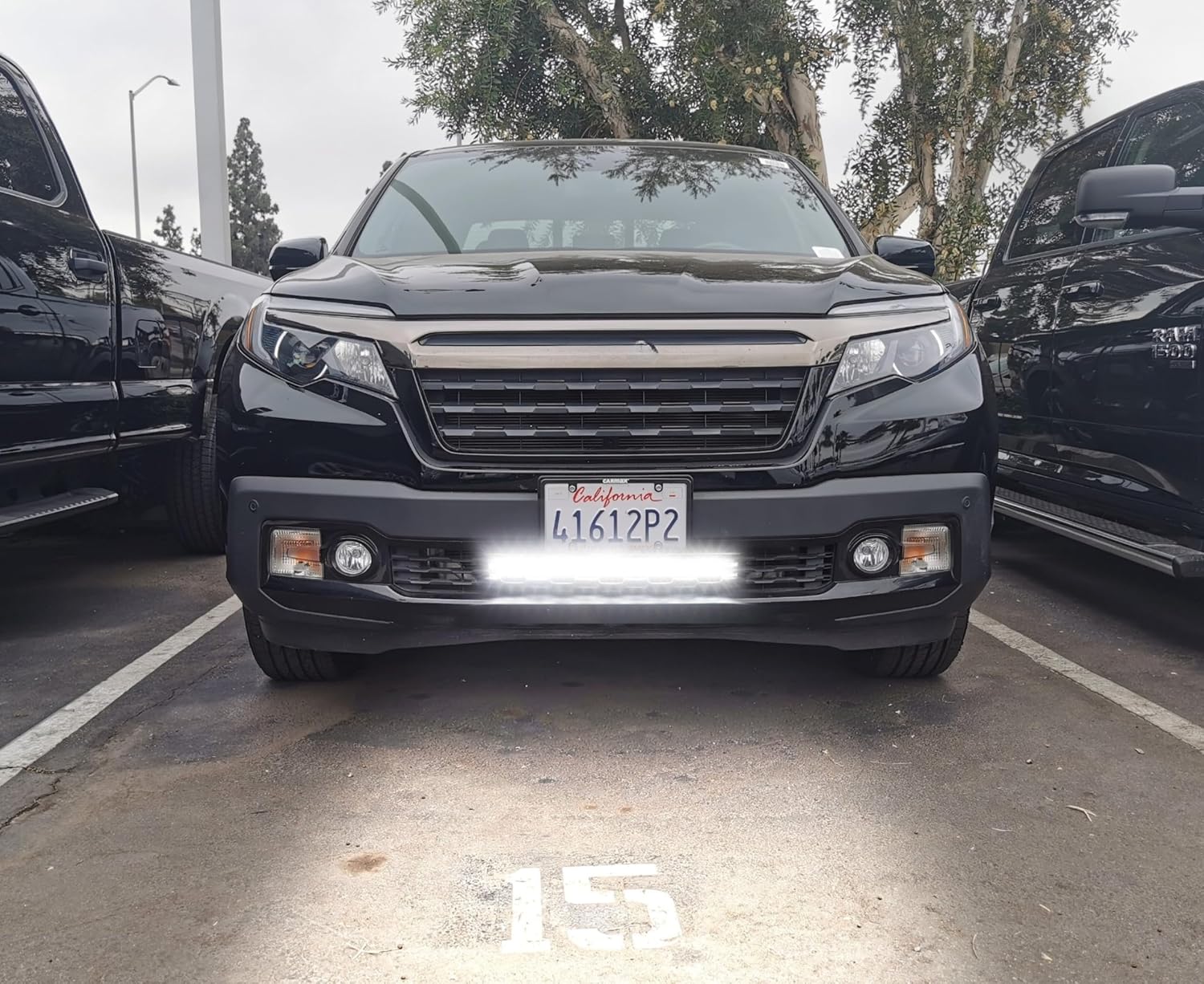 iJDMTOY Behind Lower Grille 20-Inch LED Light Bar Kit Compatible with 2017-up Honda Ridgeline, Includes 120W High Power LED Lightbar, Lower Bumper Mesh Mounting Brackets & On/Off Switch Wiring Kit