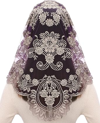 Bozidol Triangle Catholic Chapel Mantilla Veils - Short Camellia تطريز وشاح القداس اللاتيني الحجاب الدانتيل مع علبة هدية