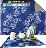 Vista 14 de Drymate Tapete para secar platos Jumbo XL (19 x 24 pulgadas), perfil bajo, súper absorbente, tela de secado rápido, impermeable y antideslizante