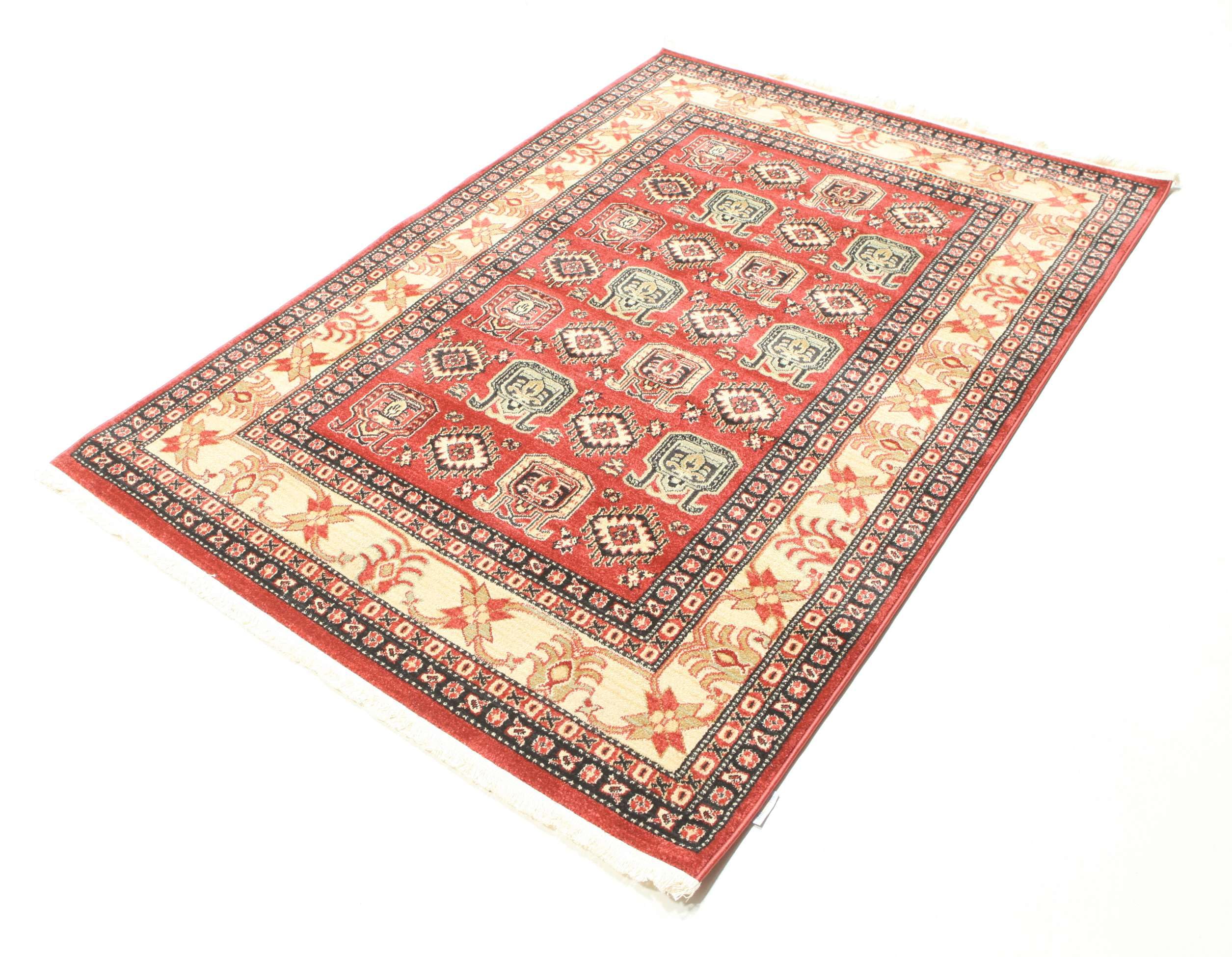 RugVista Kazak Simav, Tappeto, Orientali, 140 x 200 cm, Rettangolare, Pelo medio, Soggiorno, Sala da pranzo, Camera letto, Lavabile solo a secco, oeko_tex_100, Rosso/Beige