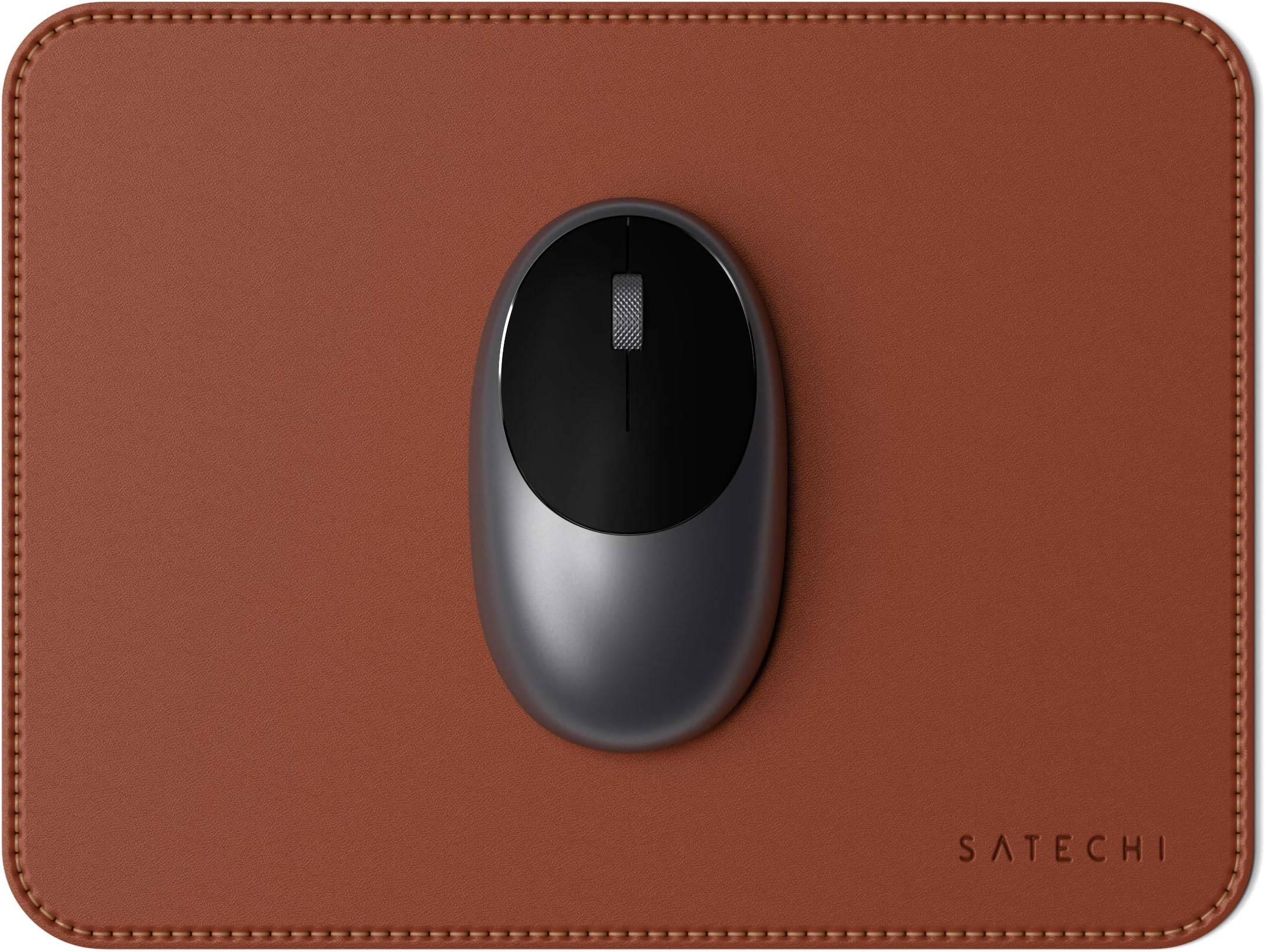 Satechi Eco-Leather Mouse Pad, 9.8" x 7.5" Ergonomic Mousepad, Waterproof Desk Mat for Computer, Laptop, Wrist Rest Desk Accessories for Office and Home, Workspace, Gaming - Brown